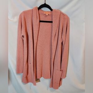 Barefoot Dreams Rib Knit Cozy Soft Dusty Peach Open Cardigan